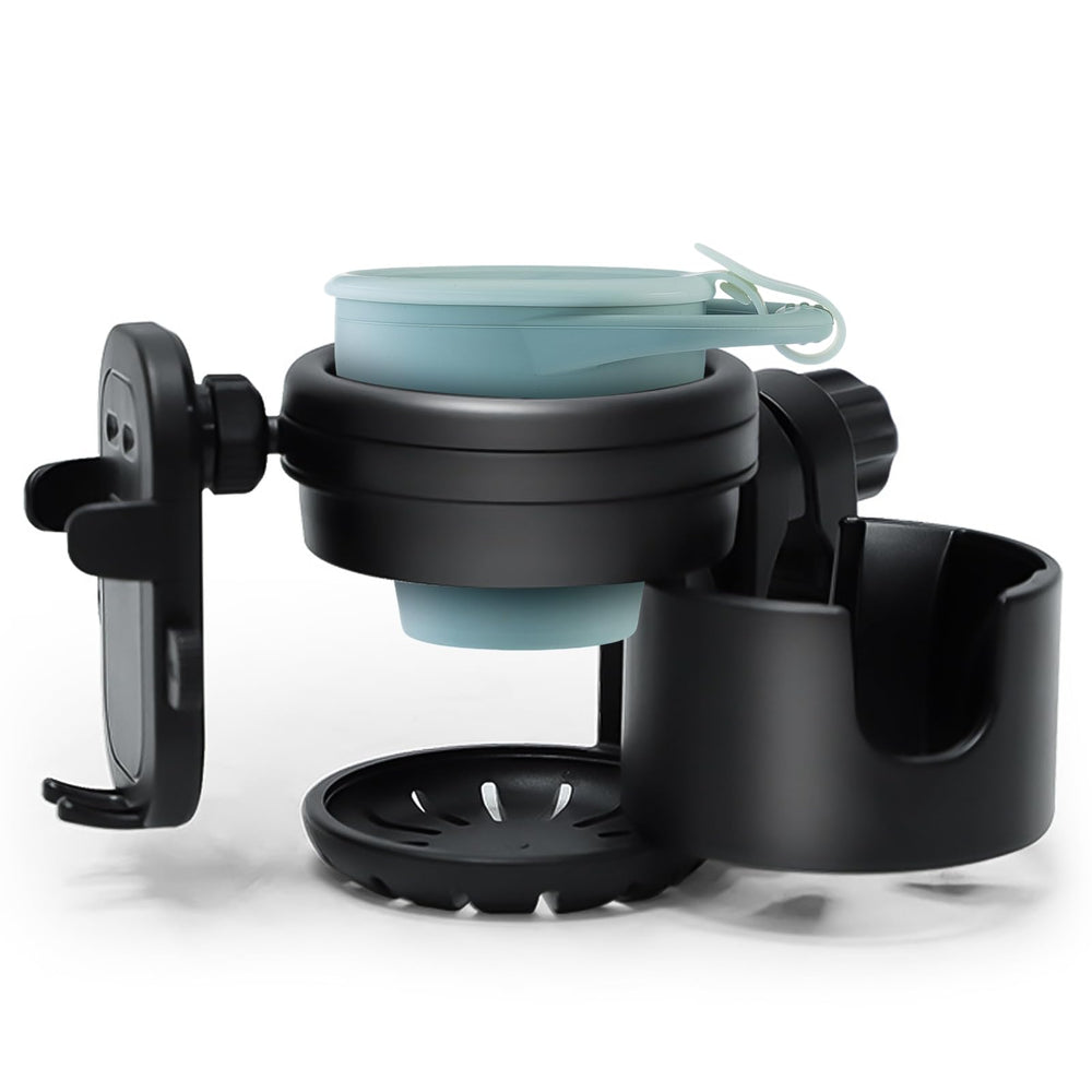 Orylia 3-in-1 stroller cup holder attachment safely holds bottle and phone