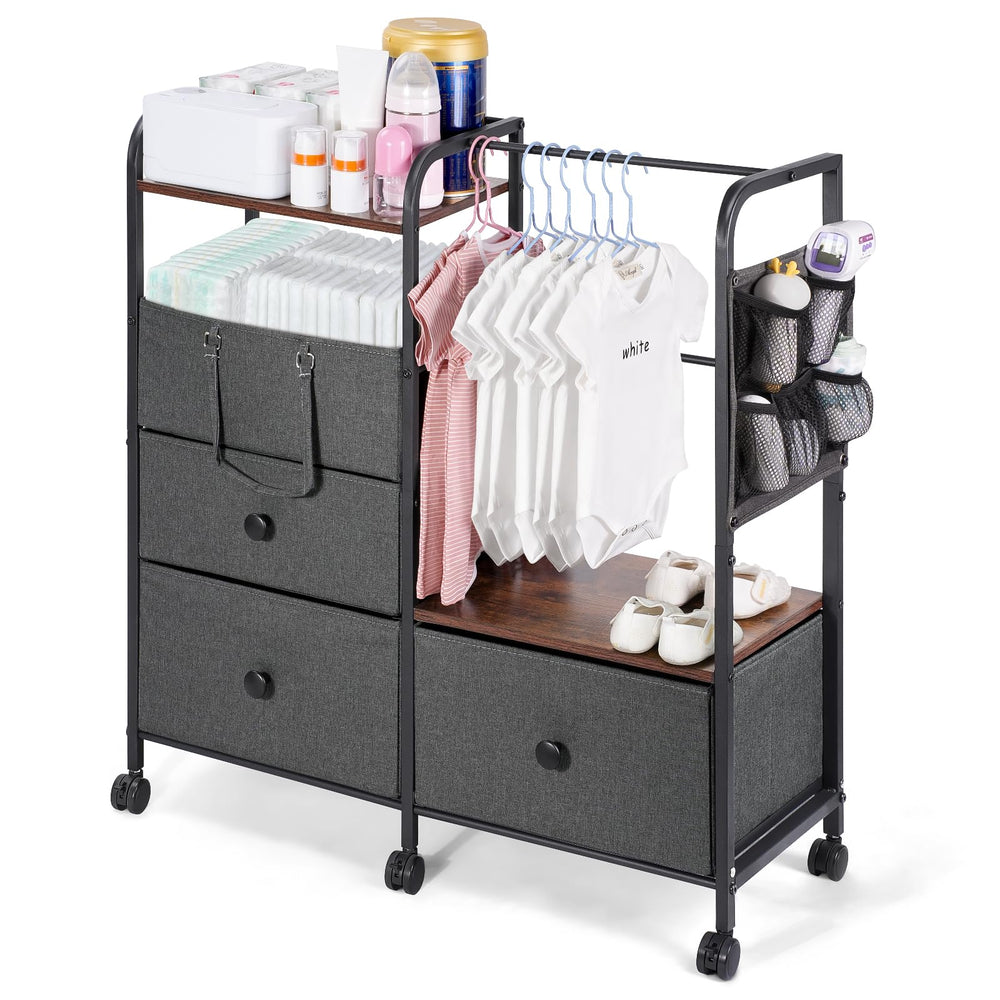 Orzbow 4-tier cart with drawers for organized nursery storage.