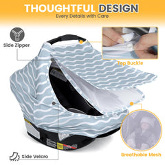 Orzbow baby car seat cover mesh window allows easy access via zipper