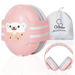 Orzbow baby ear muffs pink bear design protect during travel