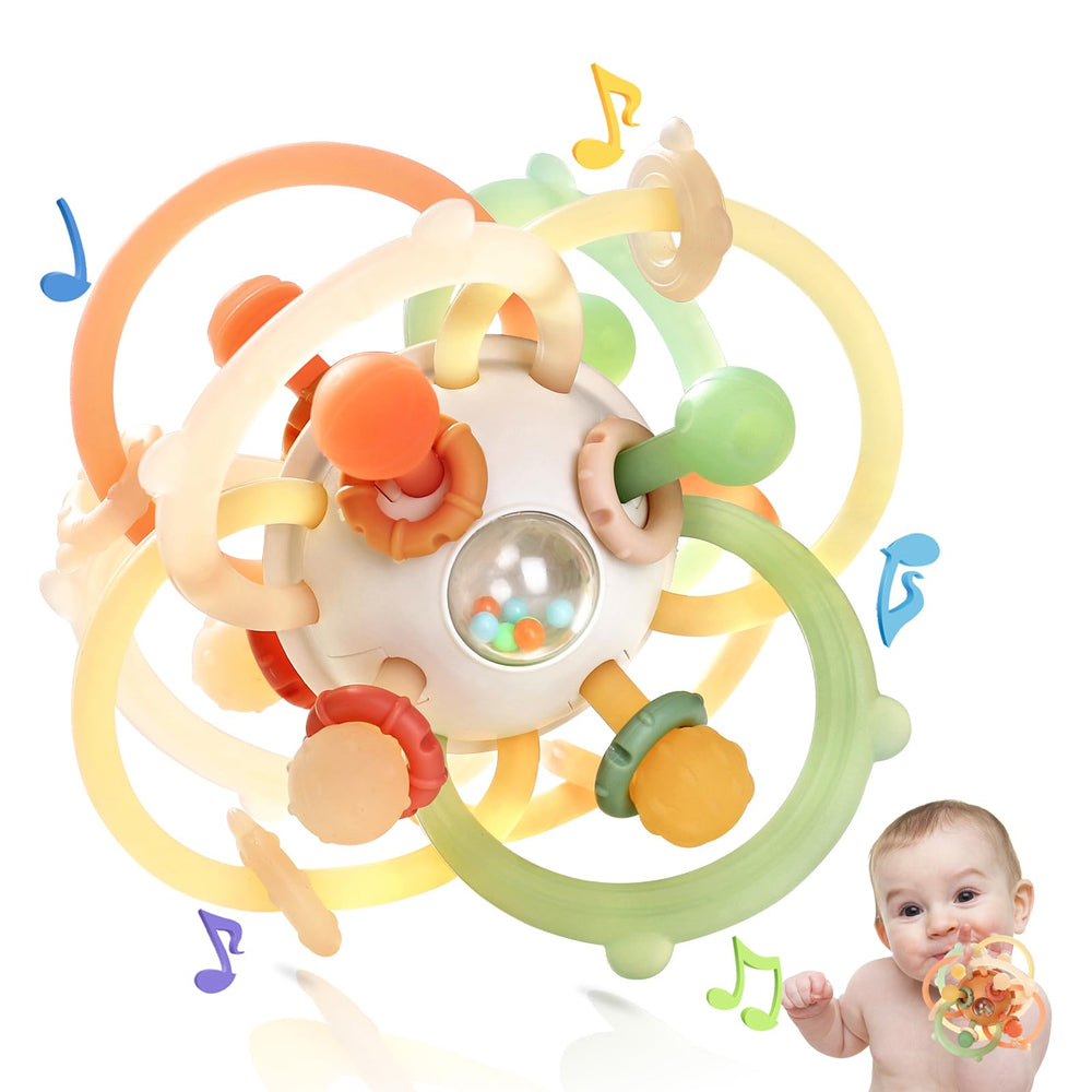 Orzbow baby sensory teether close-up with eight textures for varied chewing sensations.