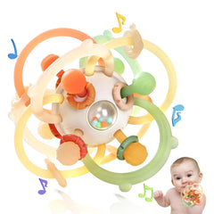 Orzbow baby sensory teether close-up with eight textures for varied chewing sensations.