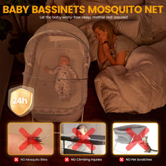 Orzbow bassinet cover featuring two-way zipper for quiet access