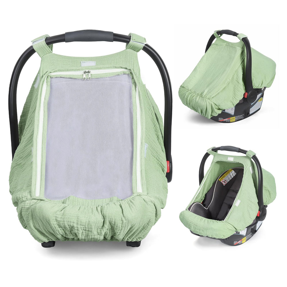 Orzbow cotton baby car seat cover with mesh window for airflow.