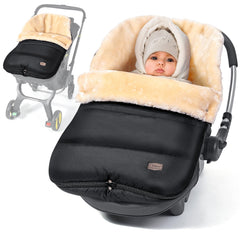 Orzbow faux sheepskin car seat cover for babies provides warm, cozy protection on cold rides