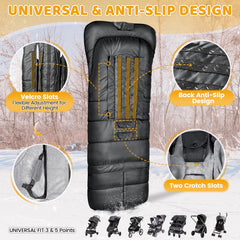 Orzbow full-coverage winter blanket fits most strollers for chilly days.