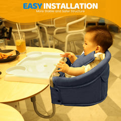 Orzbow folding portable high chair in blue for dining on the go