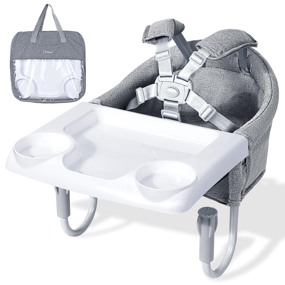 Orzbow hook-on high chair with tray attached for secure feeding at home or on the go.