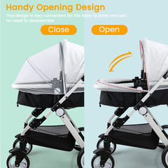 Orzbow Mosquito Net universal fit demonstrates elastic edging for most strollers and car seats
