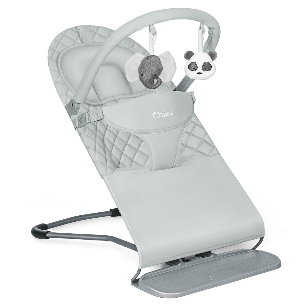 Orzbow portable baby bouncer in foldable mode for easy storage and travel.