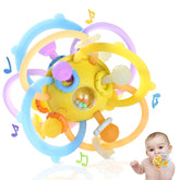 Orzbow sensory teething toy with eight textured rings aiding early grasping and teething exploration.