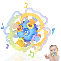 Orzbow sensory teething toy with eight textured rings for varied gum massage.