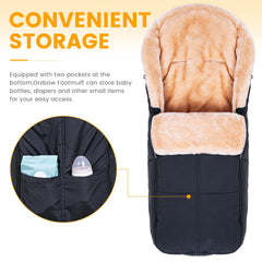 Orzbow stroller footmuff water resistant exterior protects against wind and snow.