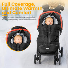Orzbow stroller footmuff waterproof pongee keeps baby dry in wet days.