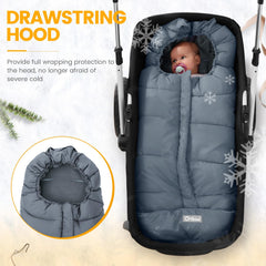 Orzbow universal footmuff side view demonstrates broad stroller compatibility