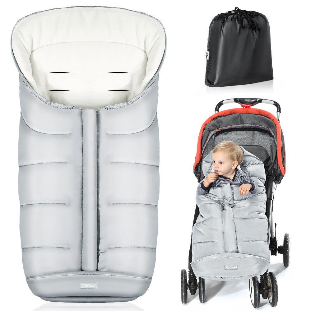 Orzbow universal footmuff with winter hood provides extra warmth on chilly stroller rides.