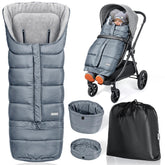 Orzbow universal stroller bunting bag in use, offers full coverage and warmth on cold strolls.