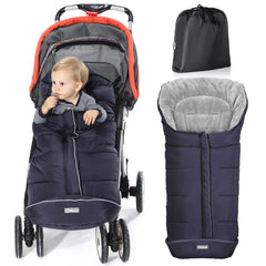 Orzbow Warm Bunting Bag attached to stroller with full-coverage in cold weather