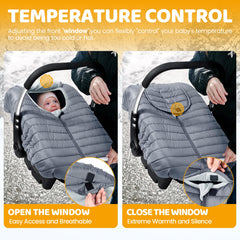Orzbow seat cover showing front zipper for easy baby in and out.