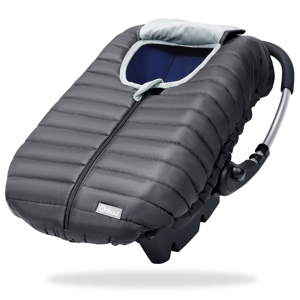 Orzbow winter car seat cover with plush lining providing warm comfort for baby