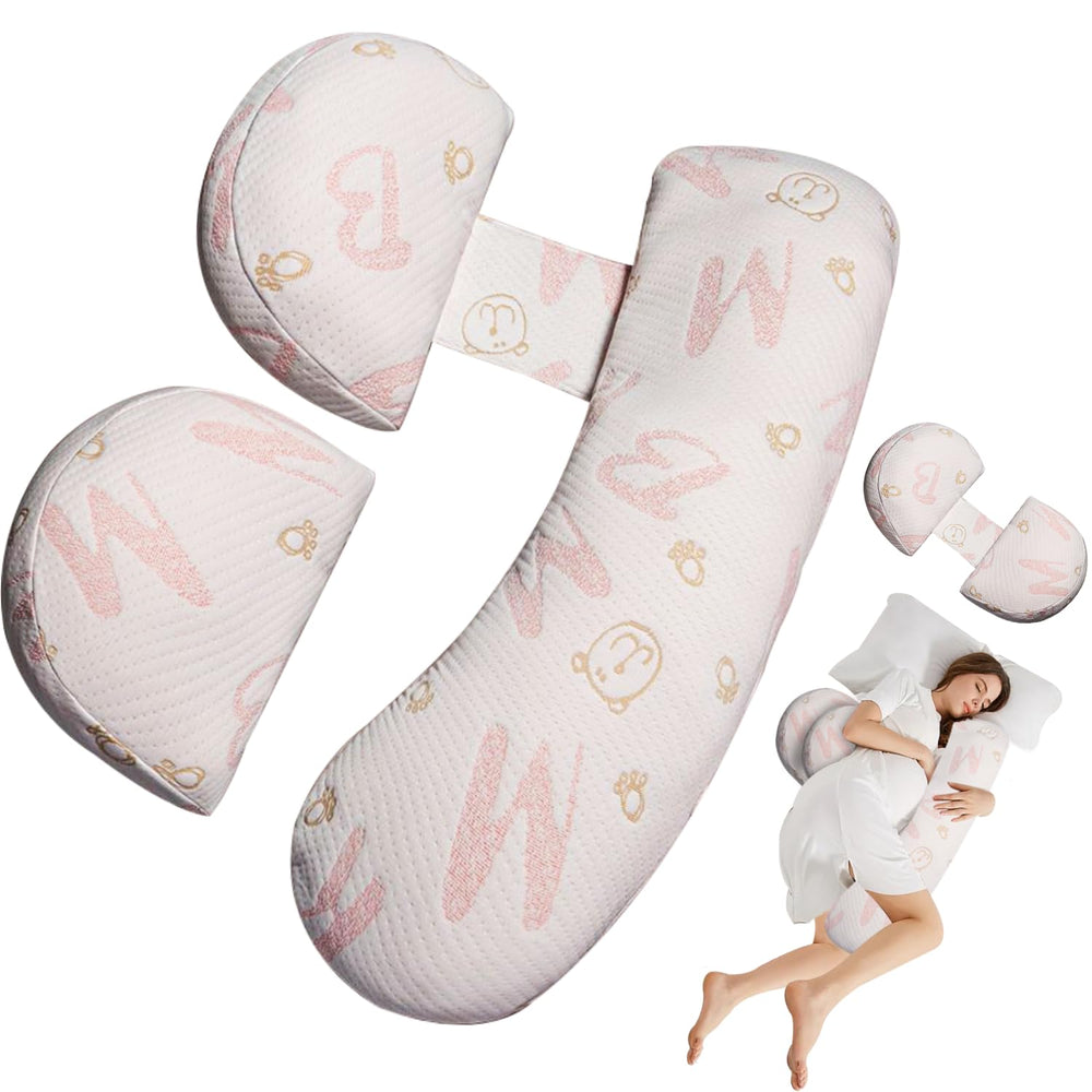 Oskeray pregnancy pillow supports hips and back for comfortable sleeping.