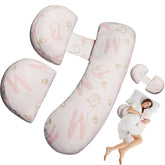 Oskeray pregnancy pillow supports hips and back for comfortable sleeping.