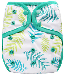 OsoCozy one-size diaper cover with snap-fit for growing babies 8 to 35 pounds.