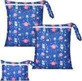 OTraki wet-dry bag with flower pattern front view, stylishly storing swimwear.