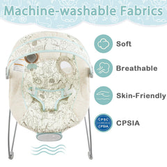 Otrolepota bouncer seat cover detail showing soft machine washable fabric