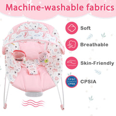 Otrolepota Baby Bouncer seat cover demonstrates easy machine-wash cleanup.