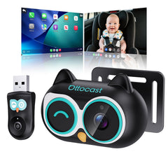 OTTOCAST Cabin Care headrest-mount view enables real-time baby monitoring on your car screen.