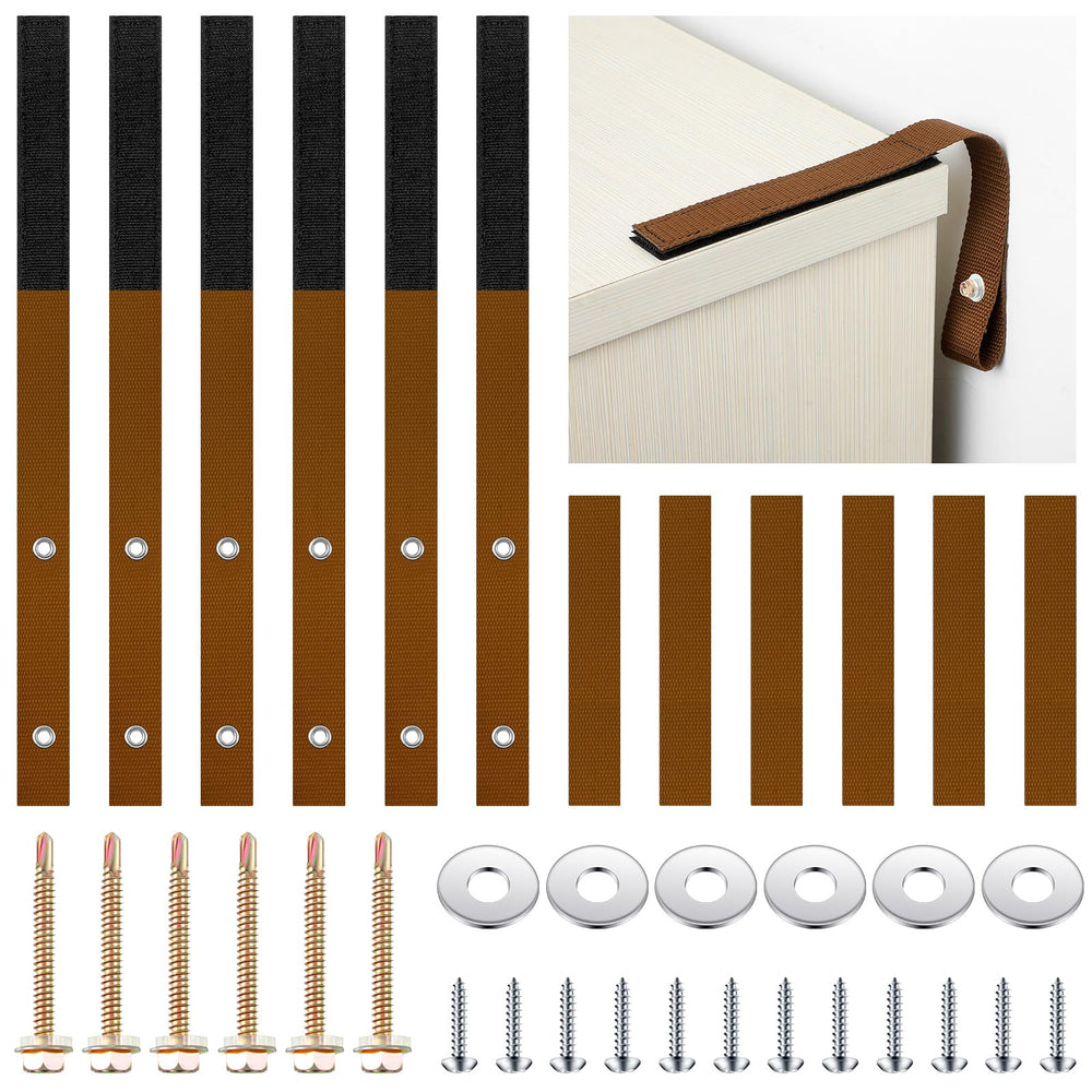 Oudain 6-set anti-tip straps brown stabilizing furniture against tipping.