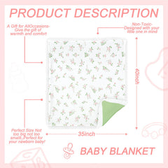 Oudain Flounce Muslin Blanket floral side, stylish nursery accent and stroller use.