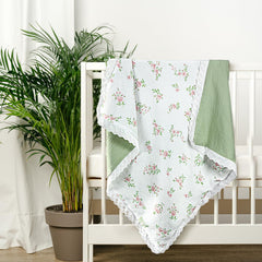 Oudain Muslin Blanket 40x35 swaddle size, versatile for naps, stroller, and car rides.