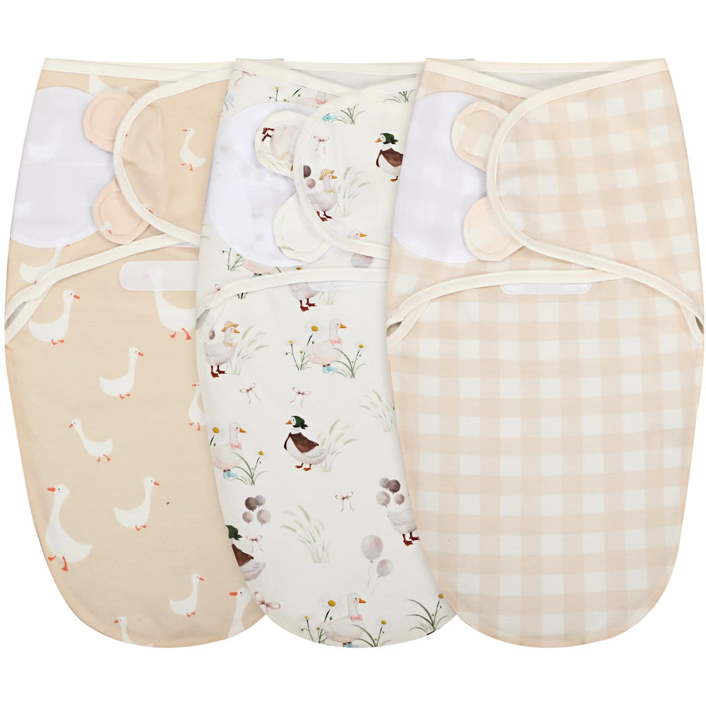 Oudain Silly Goose Swaddle in green fabric provides breathable comfort for newborns.