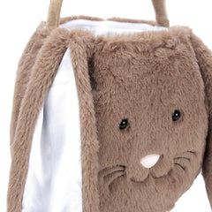 Oufegm Easter basket interior canvas with plush outside for durability and comfort.