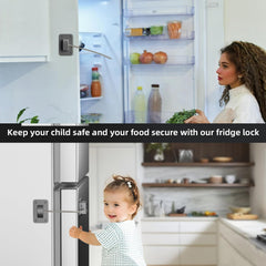 Ougourim fridge lock with code-entry pad enables keyless, private access when needed.