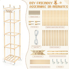 OurWarm organizer uses white bungee cords to securely hold plush toys in place.