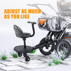 OUSEXI stroller board standing platform shown for safe walking during trips