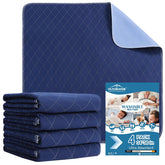 OUTCREATOR washable bed pad 34x36 in dark blue for reliable overnight protection.