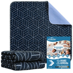 OUTCREATOR Washable Bed Pad navy blue folded for quick setup and overnight protection.