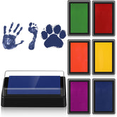 Outus inkpad for baby footprint in red creates quick keepsake prints.