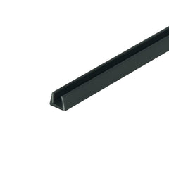 Outwater black 3/16-inch styrene U-channel edge protection for panels and displays.