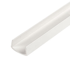 Outwater white 3/4-inch U-channel edge protection for shelves.