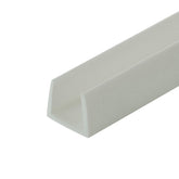 Outwater white 5/8-inch styrene u-channel installed along a panel edge for clean edging.