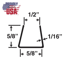 Outwater white 5/8-inch styrene u-channel with two symmetrical legs providing a tight grip.