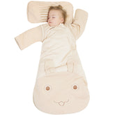 OuYun baby organic sleeping bag with detachable sleeves for adaptable warmth.