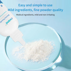 Ovand stoma powder applied around the stoma area indicating irritation reduction potential