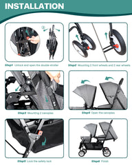 Adjustable backrests on the front seat of the OVERTANG stroller for comfort.