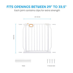 Owlie gate featuring pressure mounting for fast, drill-free setup.